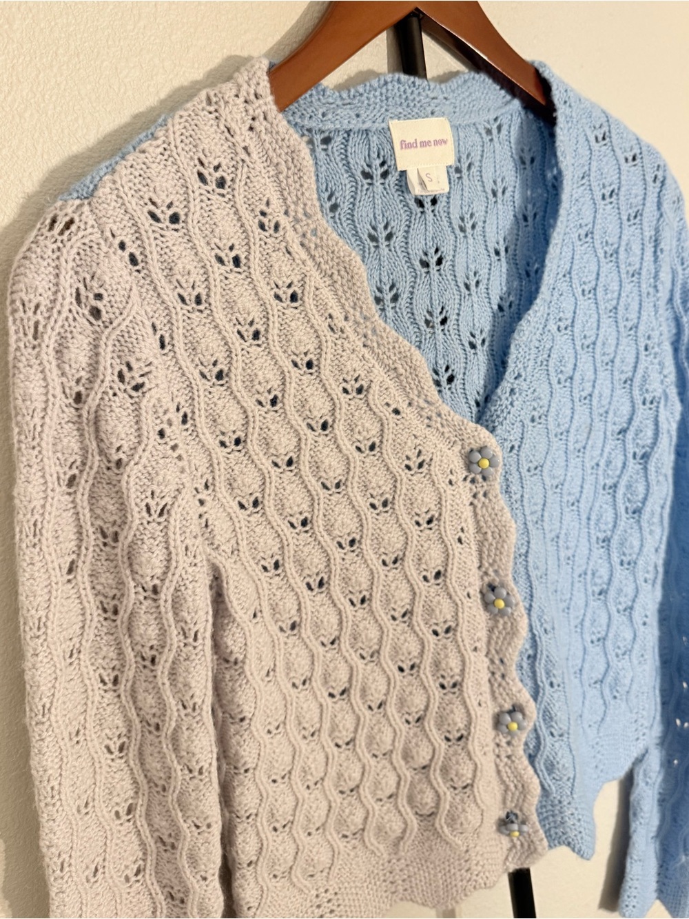 Anthropologie Find Me Now Lumi Wool Blend Colorblock Cardigan Blue Pink Size S - Picture 10 of 13
